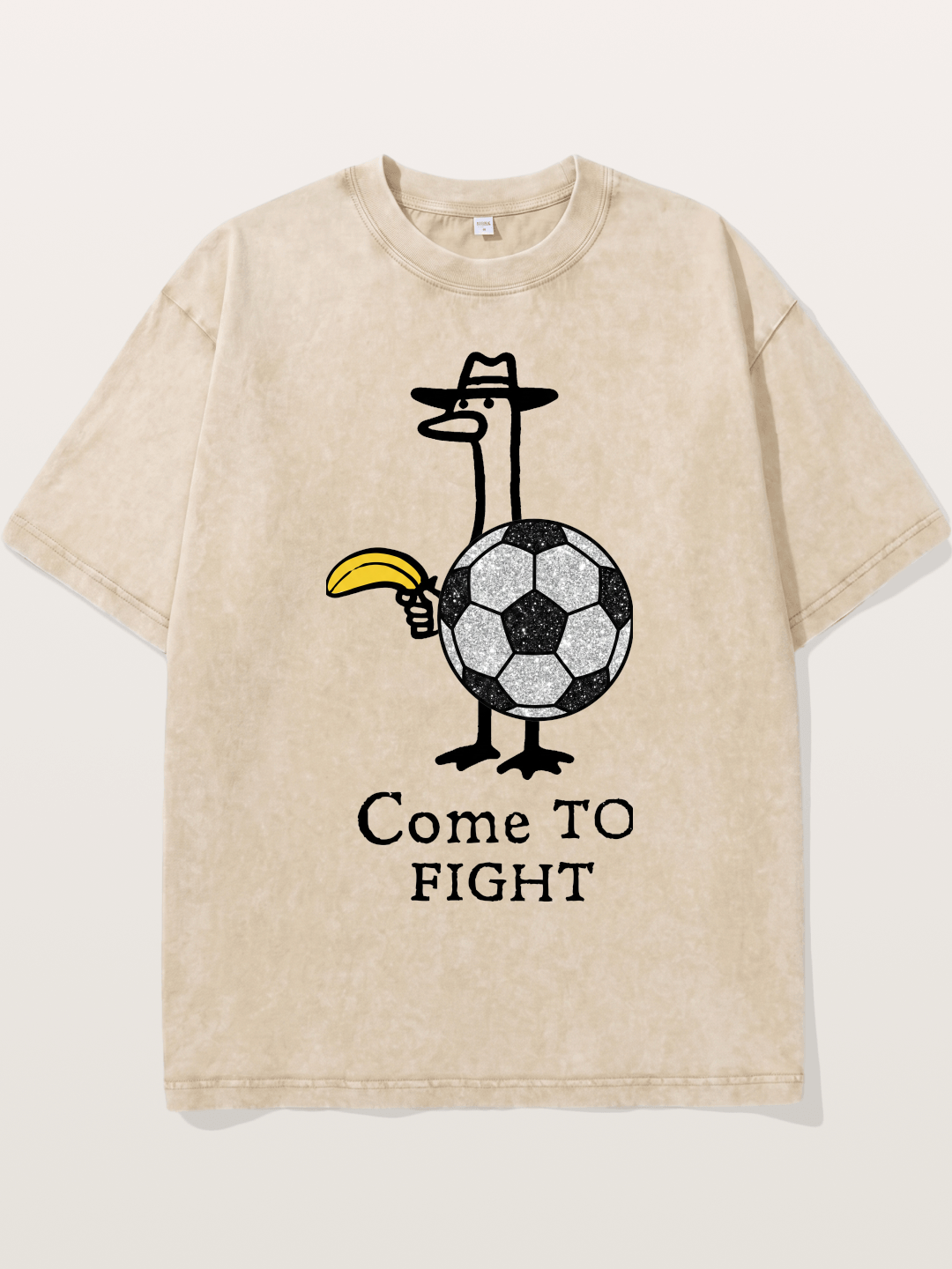 Ostrich Come To Fight Soccer Art Washed T-shirt
