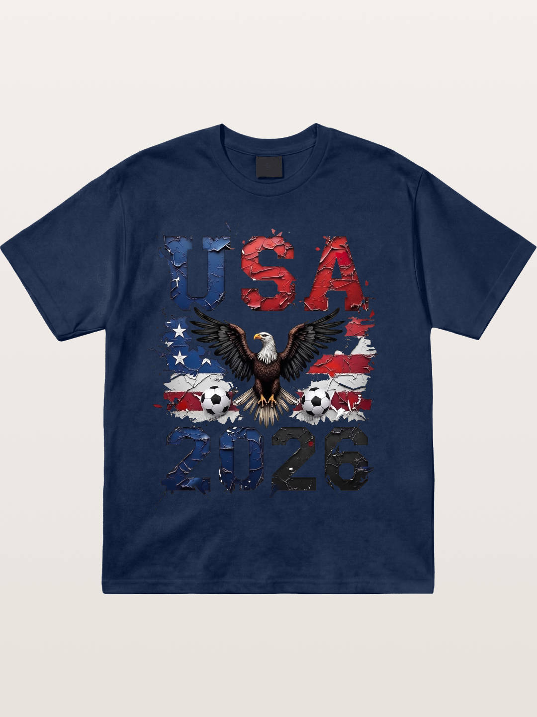USA 2026 Bald Eagle Soccer Design Cotton T-shirt
