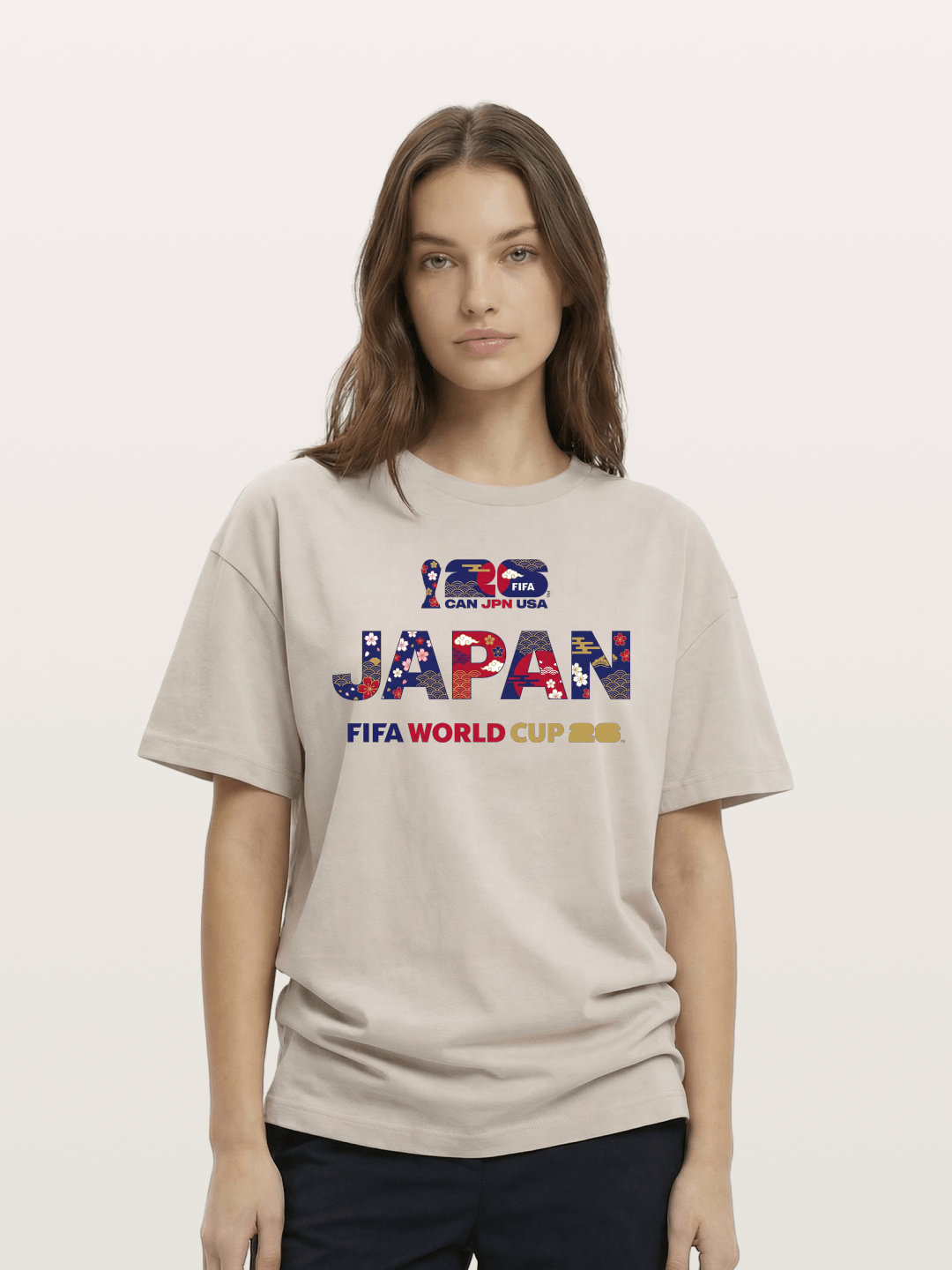2026 World Cup Japan Sakura Typo Cotton T-shirt