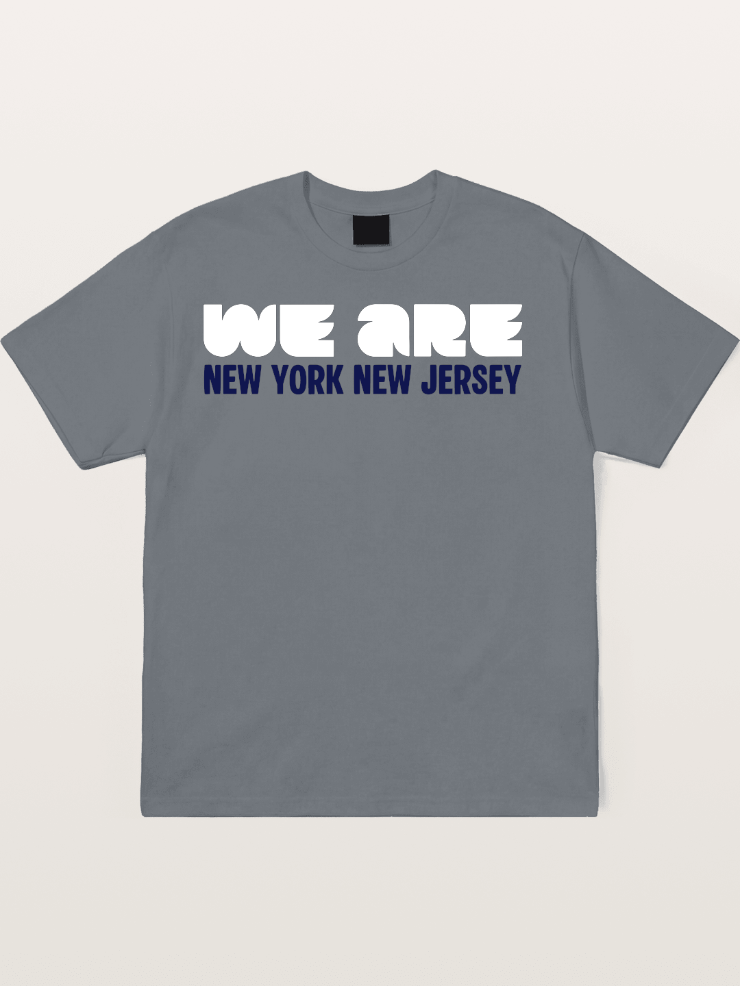 New York New Jersey Navy Typo Cotton T-shirt