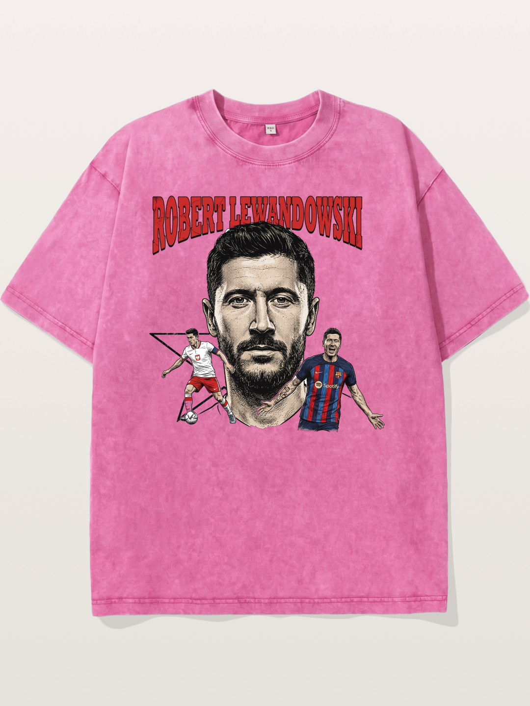 Robert Lewandowski Football Art Washed T-shirt