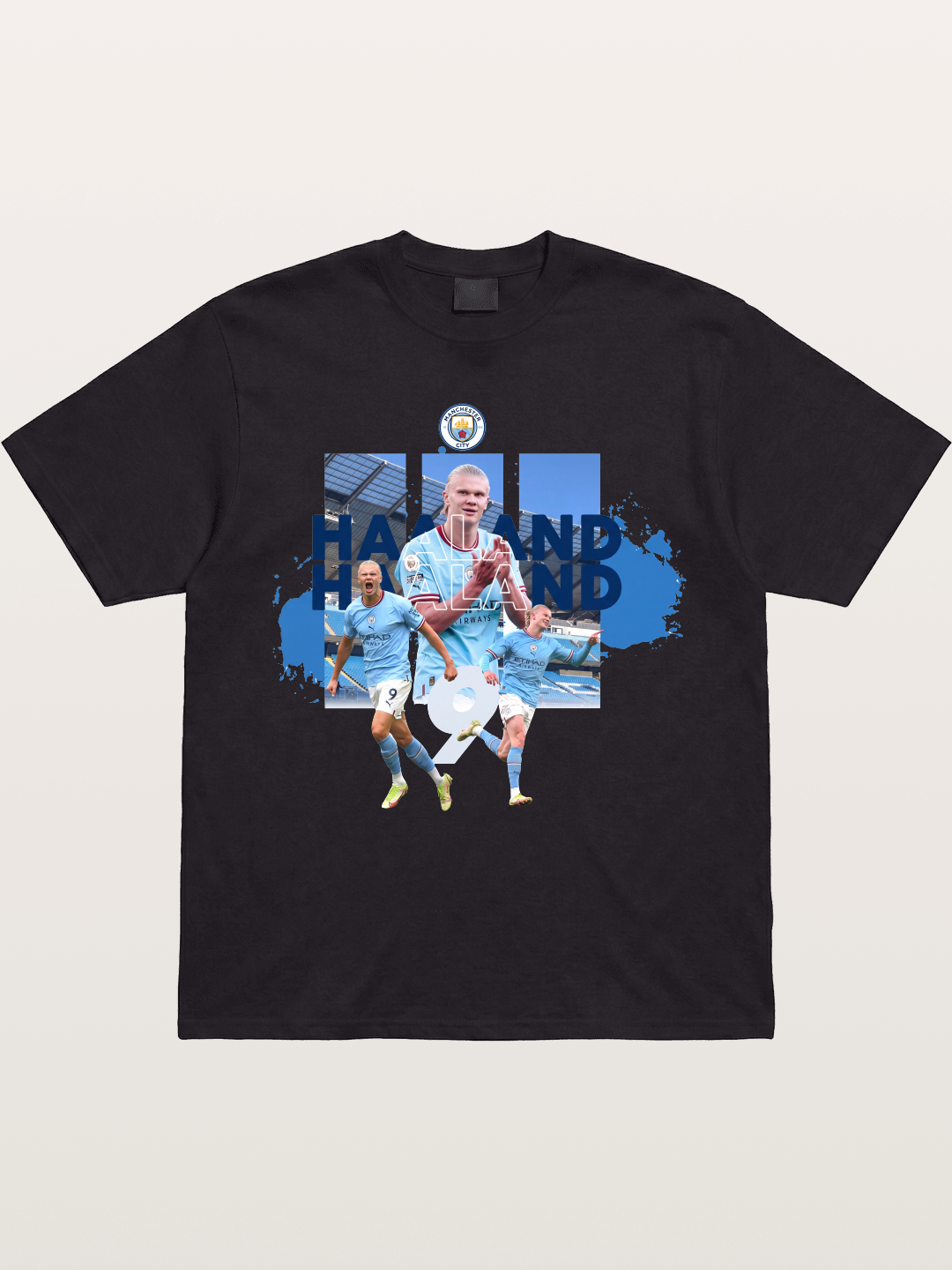 Haaland Etihad Stadium Montage Gildan T-shirt