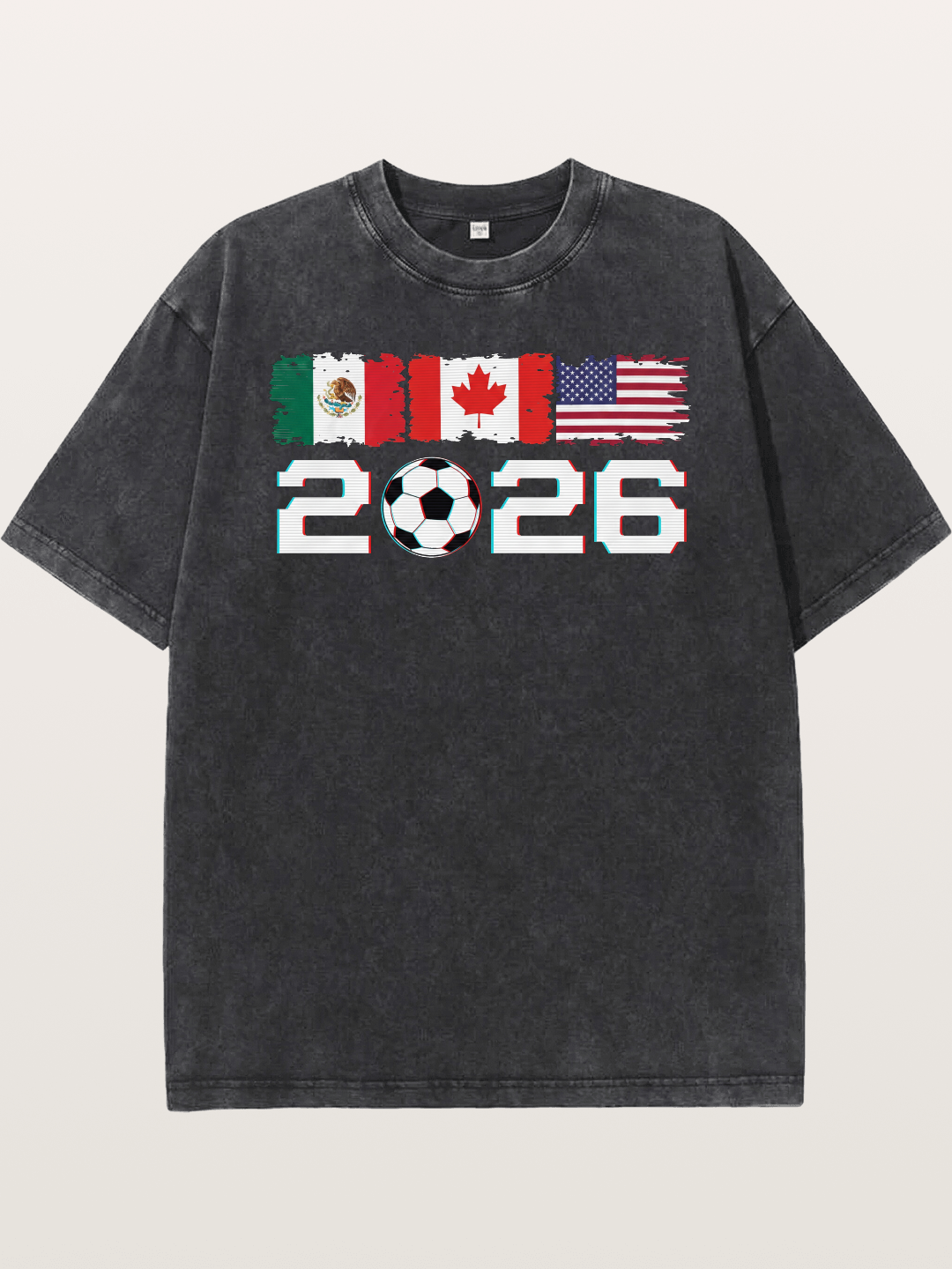 2026 WC USA Mexico Canada Flags Washed T-shirt