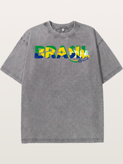 Brasil Typo Soccer Badge Washed T-shirt
