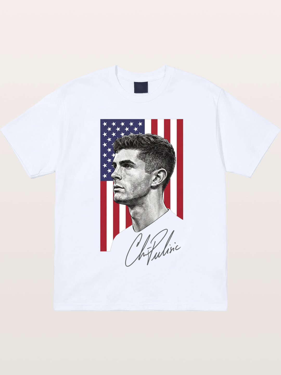 Christian Pulisic US Flag Backdrop Gildan T-shirt
