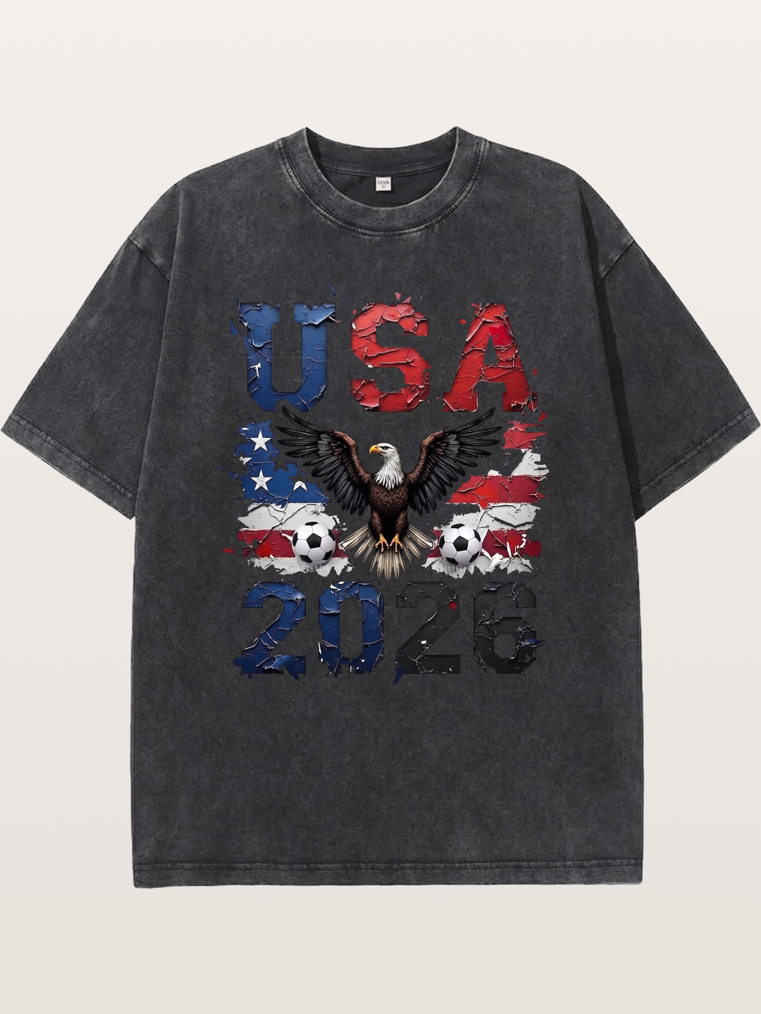 USA 2026 Bald Eagle Soccer Design Washed T-shirt