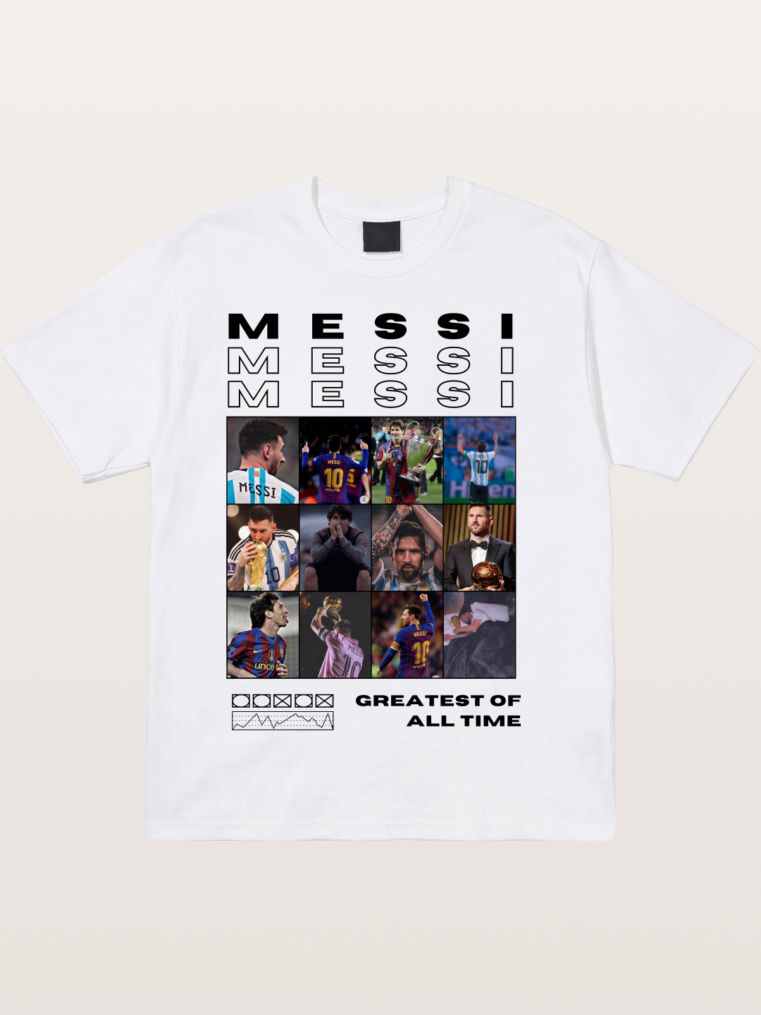 Messi Greatest of All Time Montage Cotton T-shirt