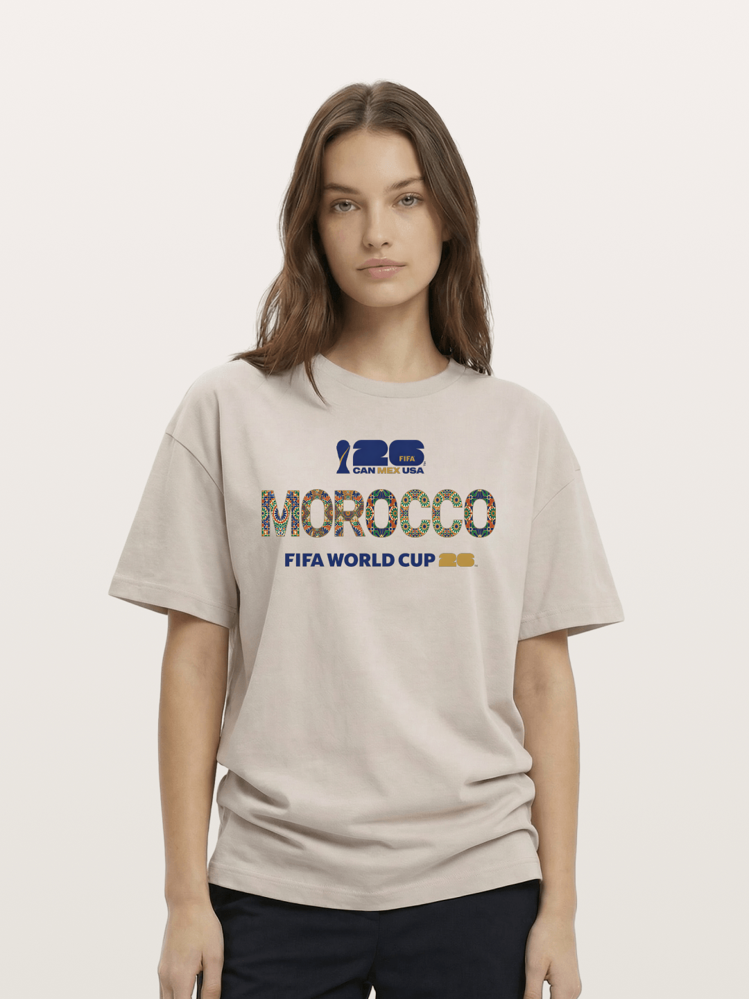 Morocco 2026 Mosaic Typography Cotton T-shirt