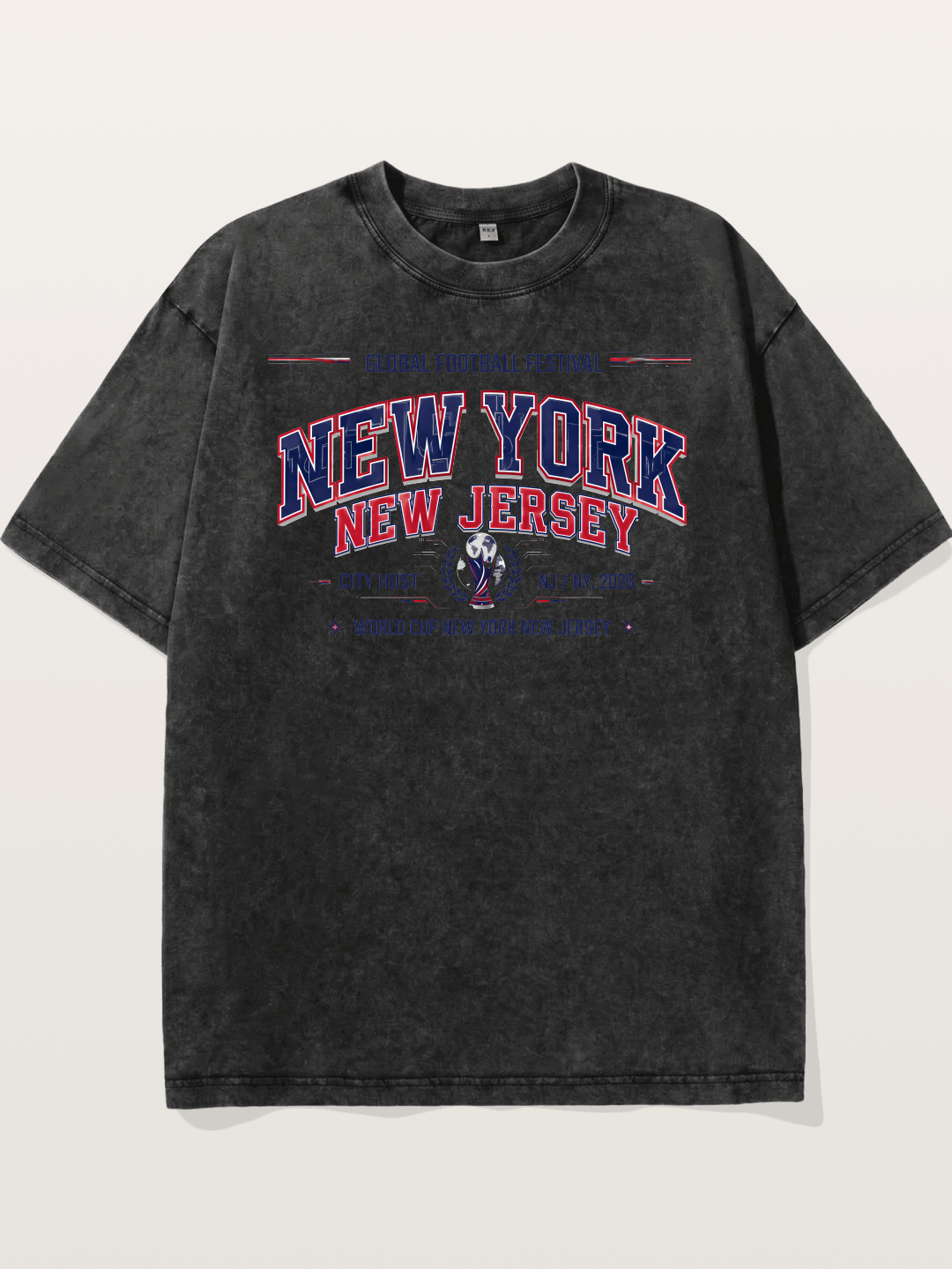 NYC New Jersey 2026 WC Badge Washed T-shirt
