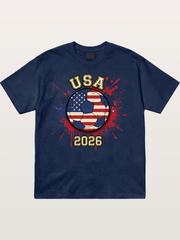 USA 2026 Soccer Ball Print Cotton T-shirt