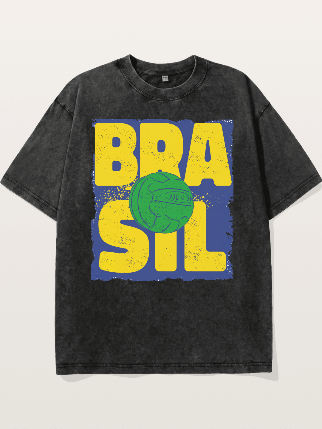 Grunge Brazil Soccer Text Card Washed T-shirt