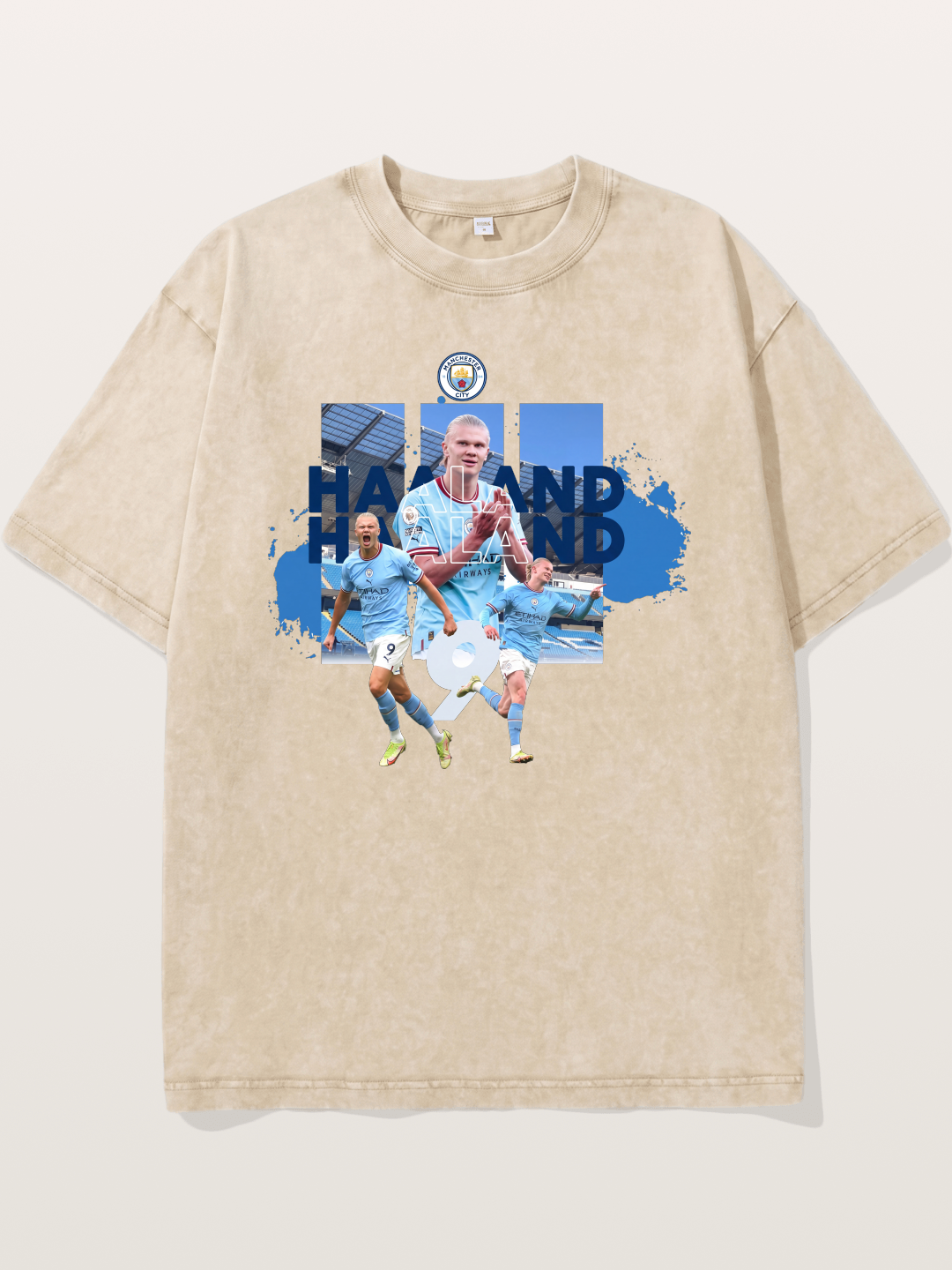 Haaland Etihad Stadium Montage Washed T-shirt