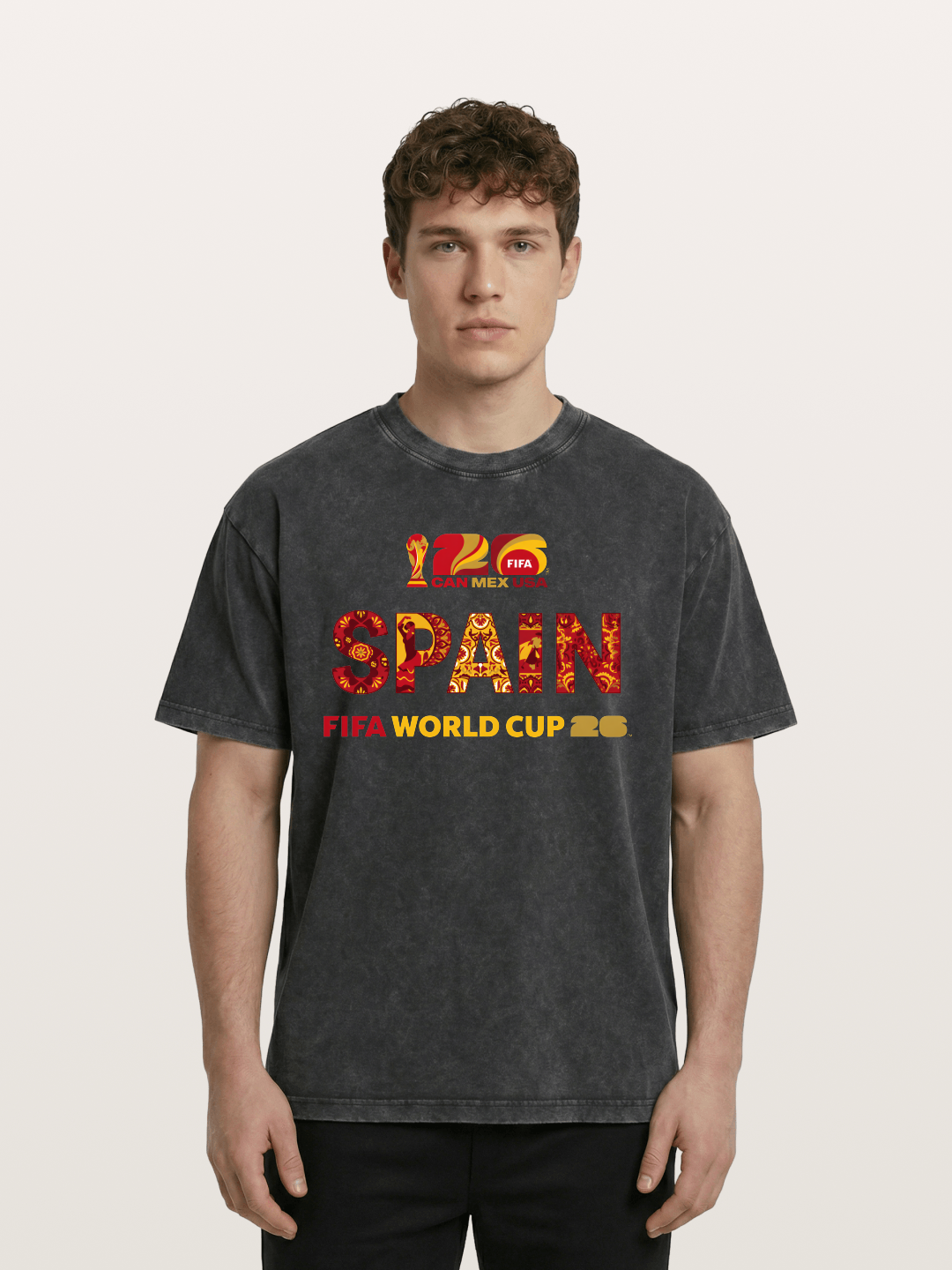 Spain 2026 Cultural Ornament Print Washed T-shirt