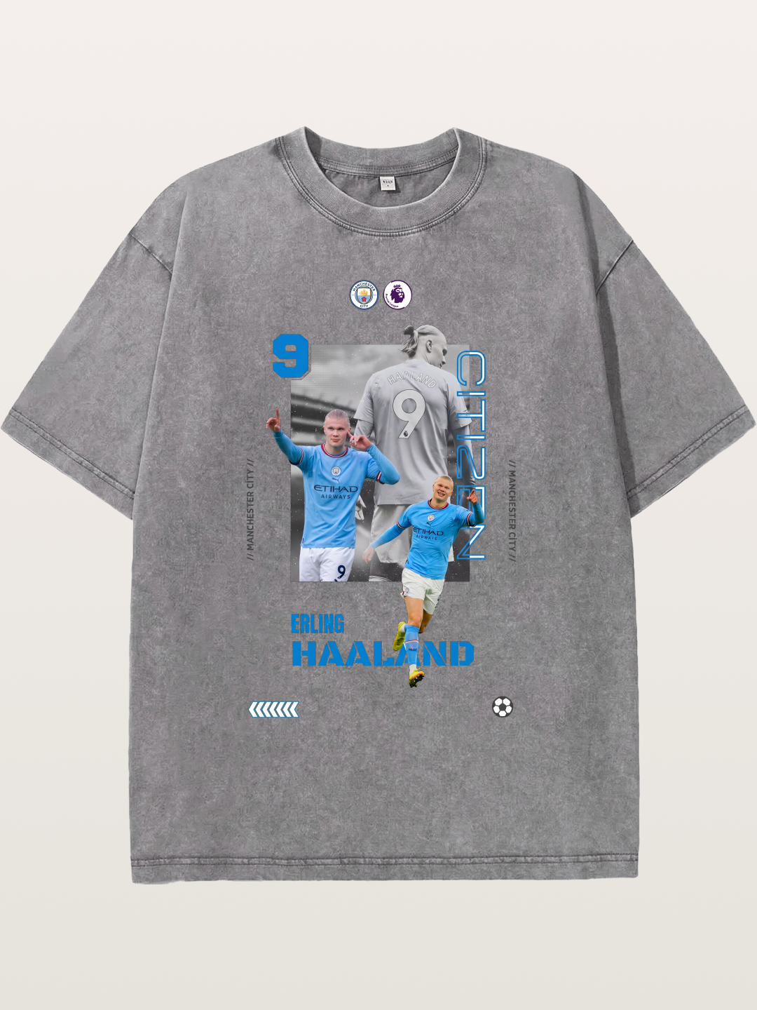 Haaland City Montage Print Washed T-shirt