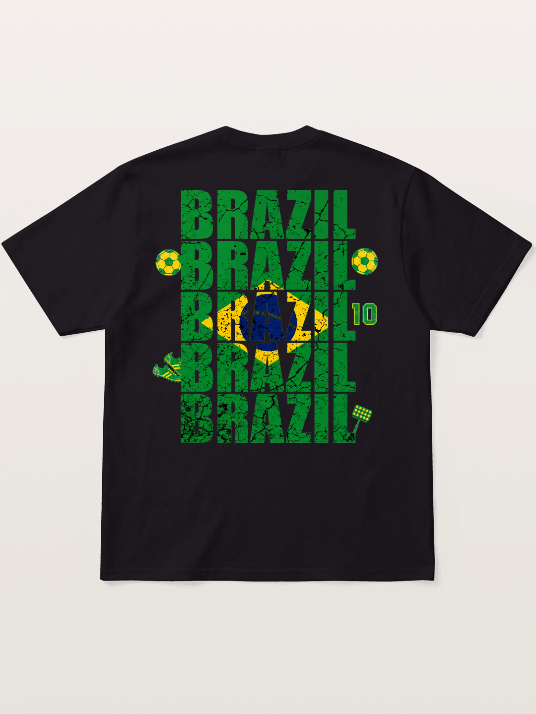 Brazil Cracked Text Collage Art Cotton T-shirt