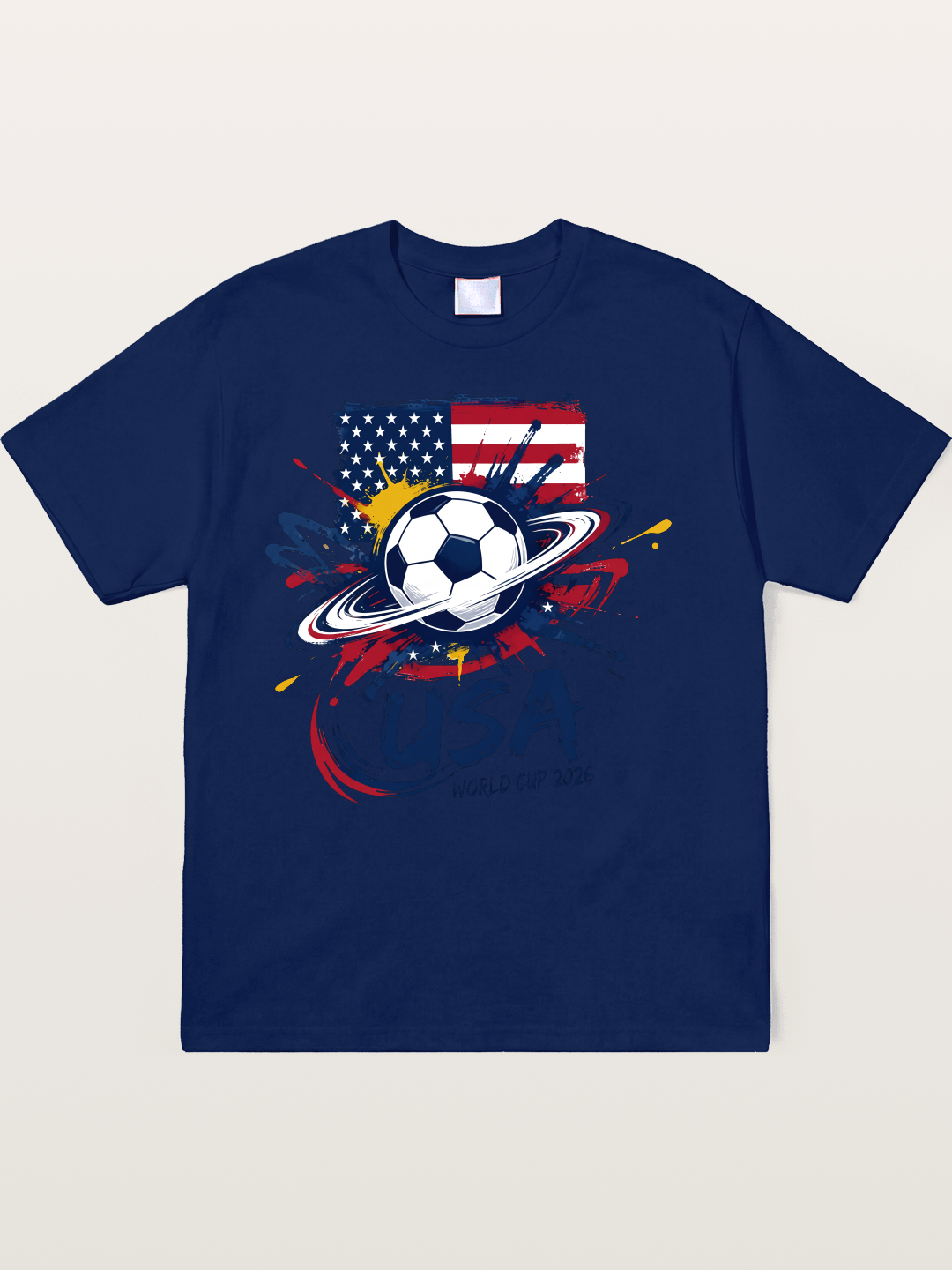 American Flag Splatter Soccer 2026 Soft-Stay T-shirt