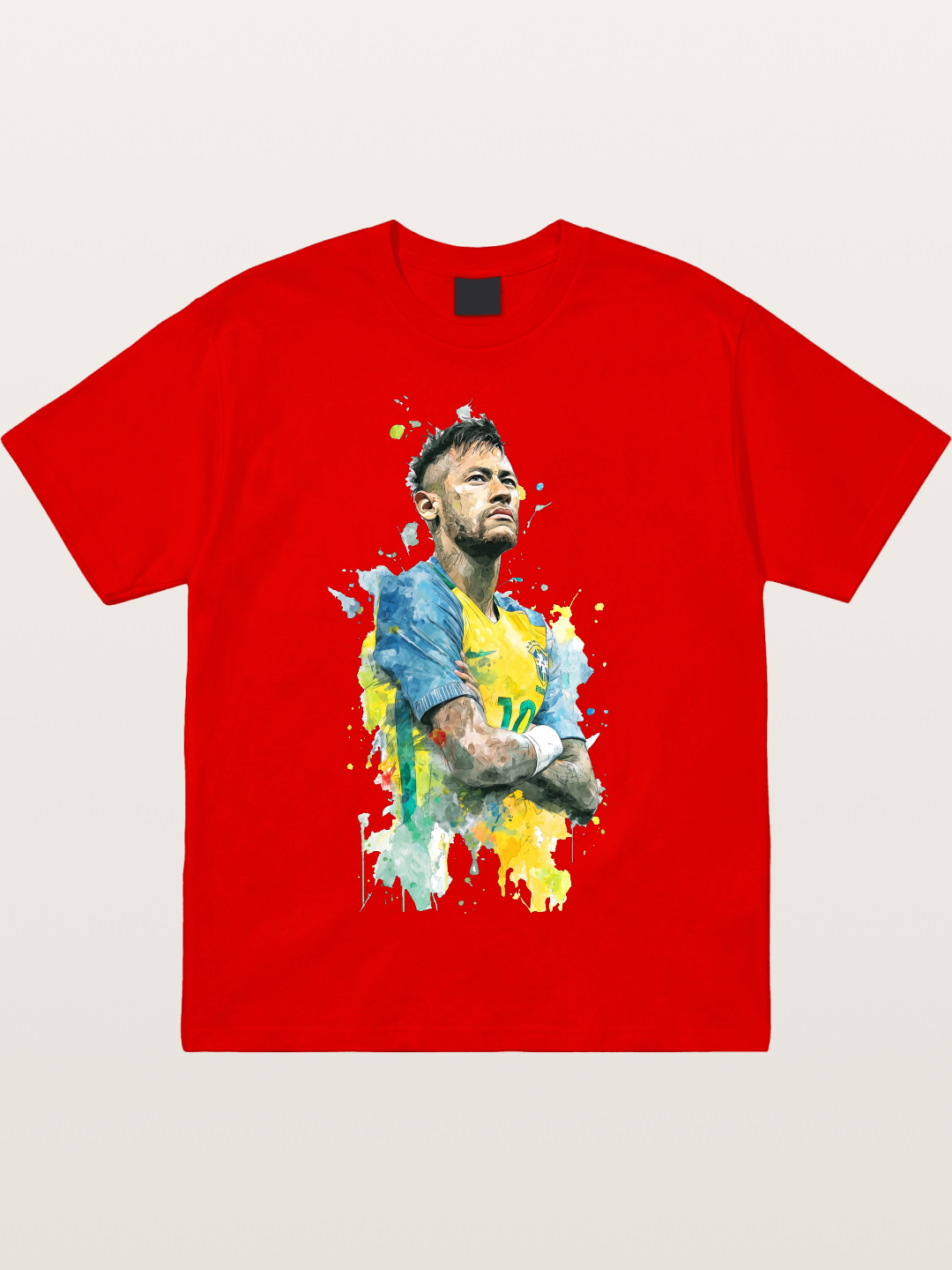 Neymar Brazil Watercolor Print Cotton T-shirt