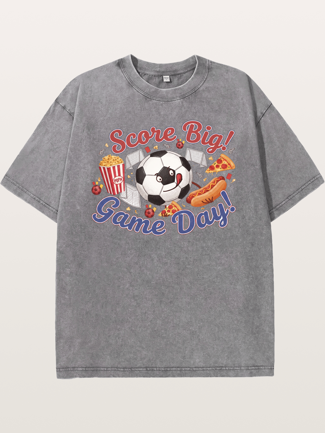 Game Day Snack Soccer Doodle Washed T-shirt