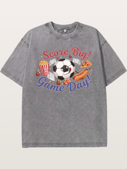 Game Day Snack Soccer Doodle Washed T-shirt