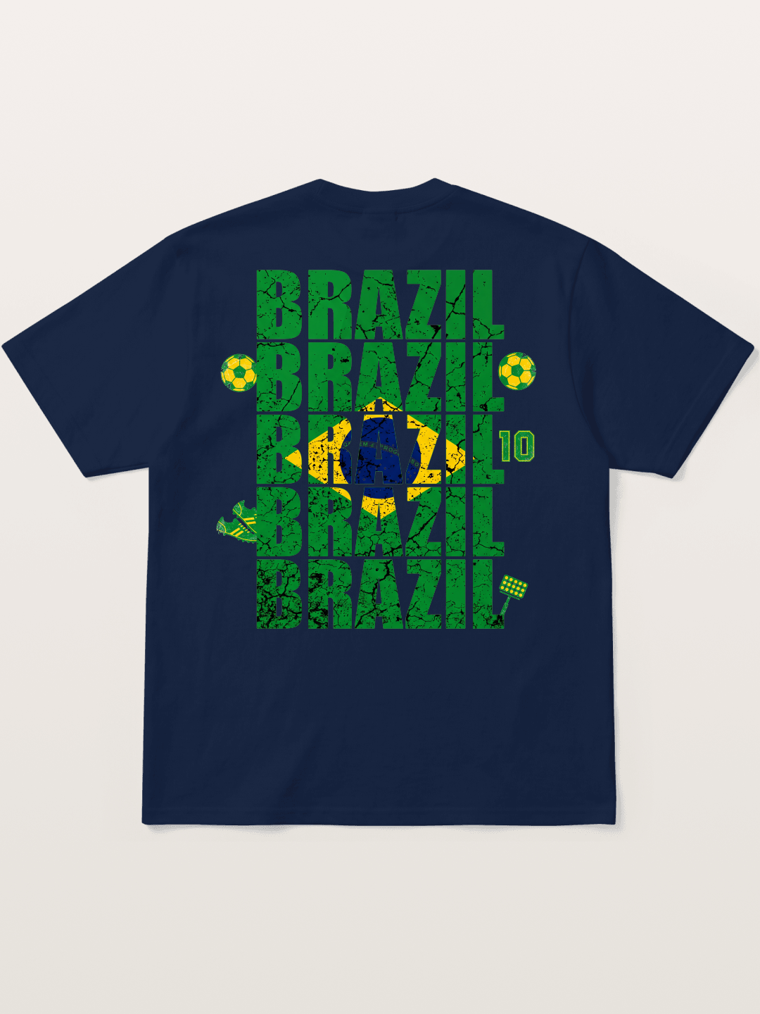Brazil Cracked Text Collage Art Cotton T-shirt
