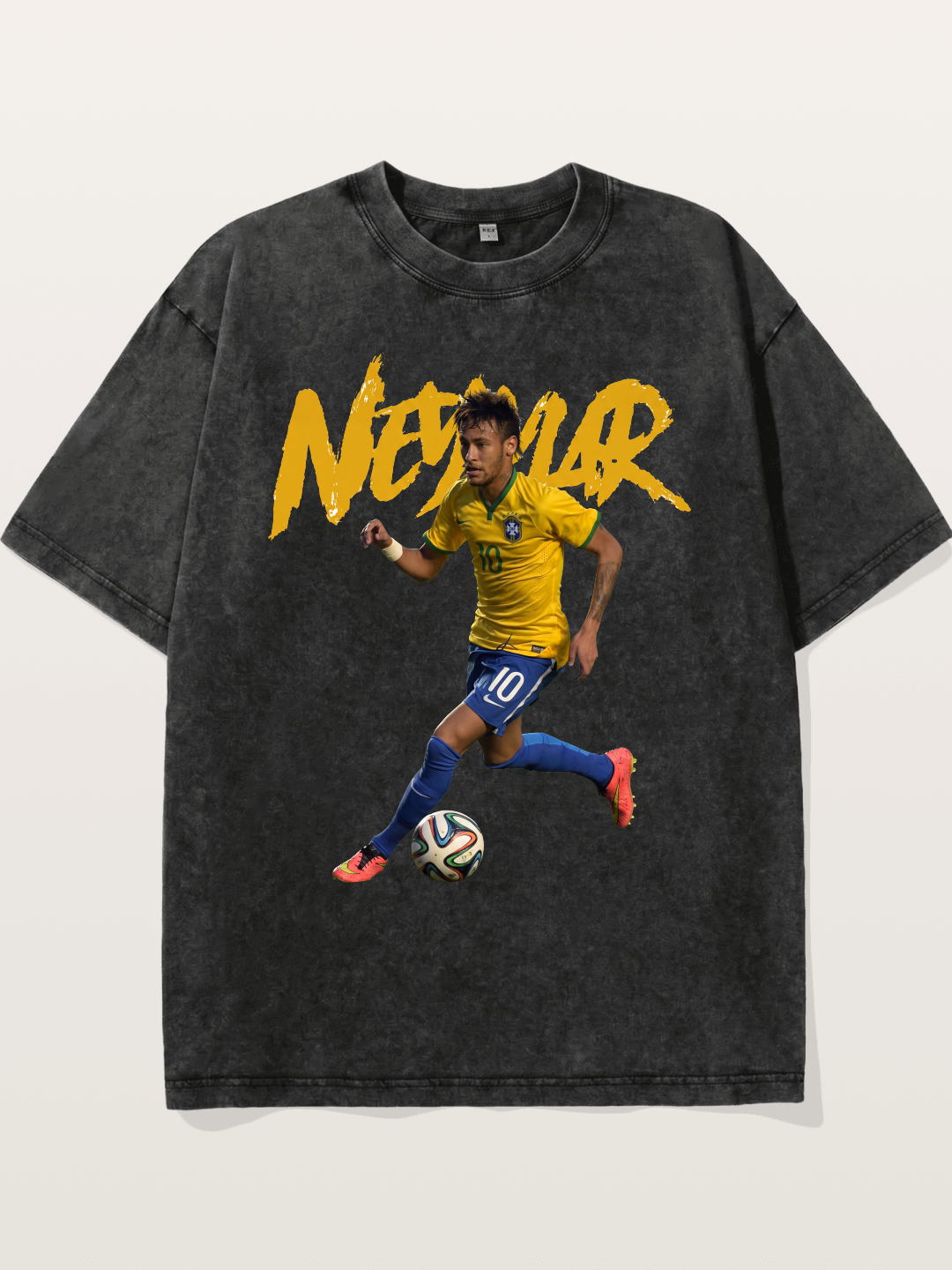 Neymar Brazil Brushstroke Art Washed T-shirt