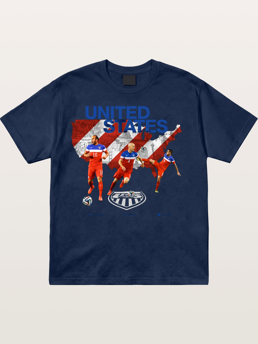 USA Soccer Stars On Map Outline Cotton T-shirt