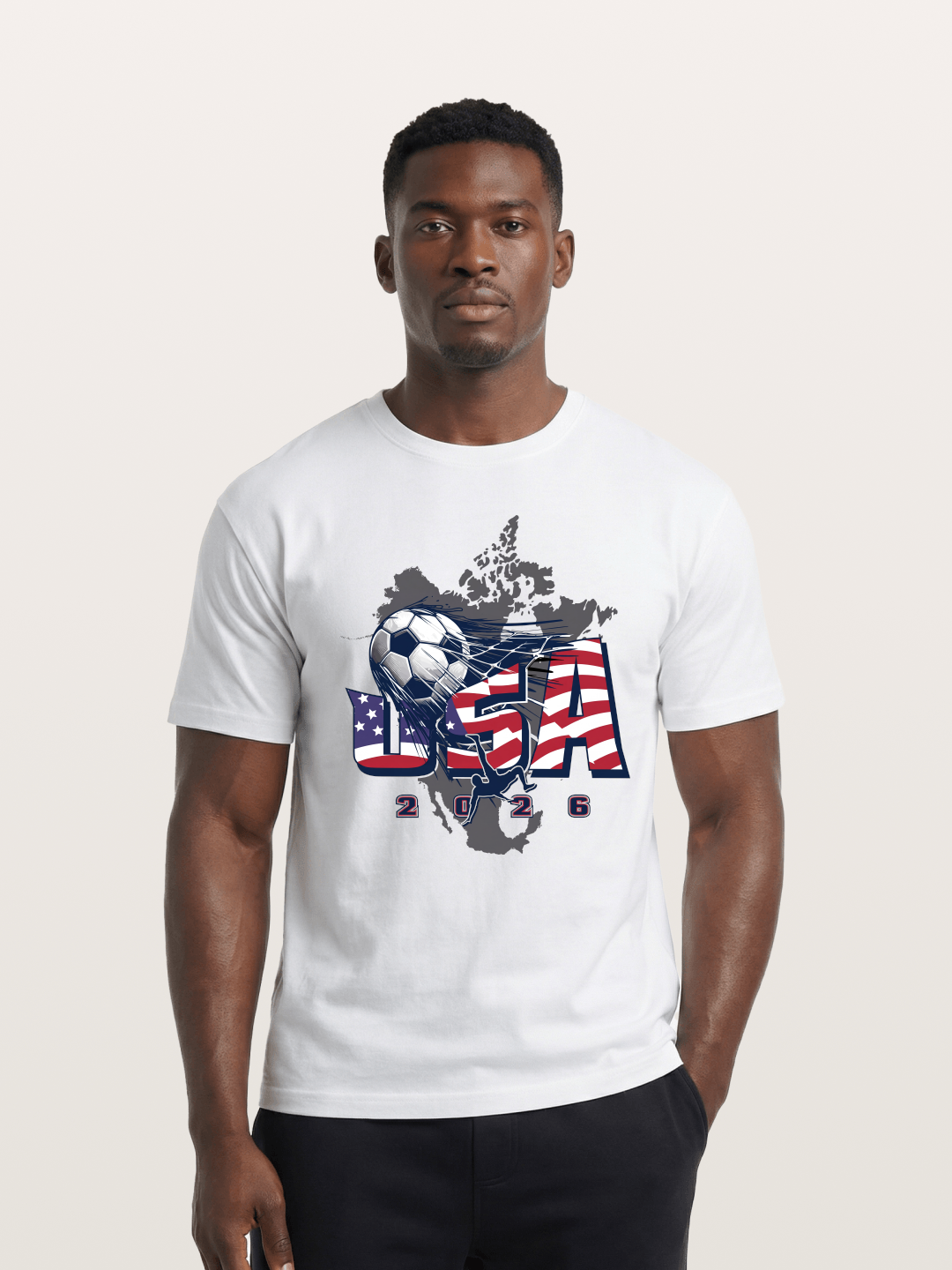 American Flag Soccer Map 2026 Cotton T-shirt