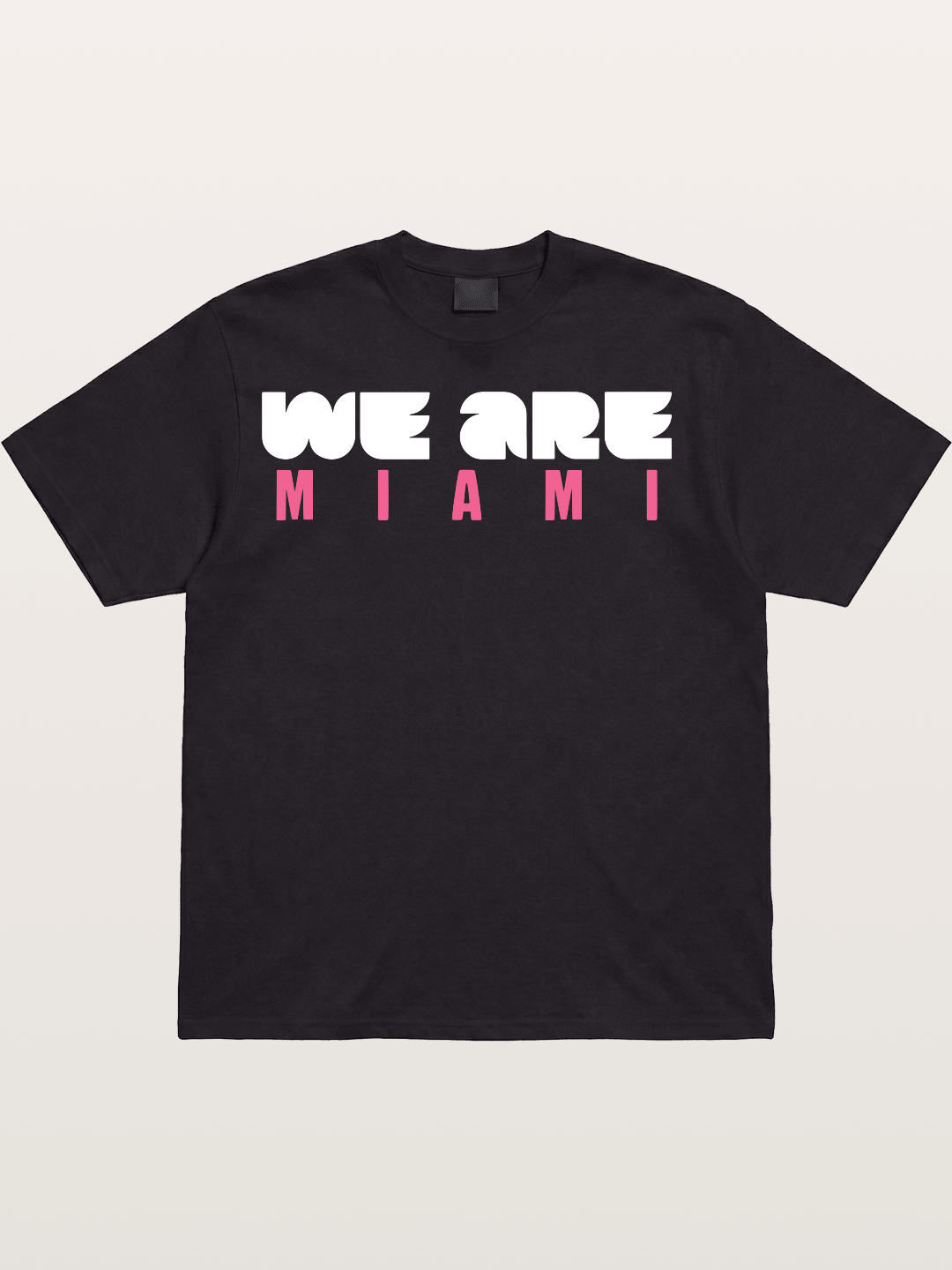 Miami Pink Patterned Letters Cotton T-shirt