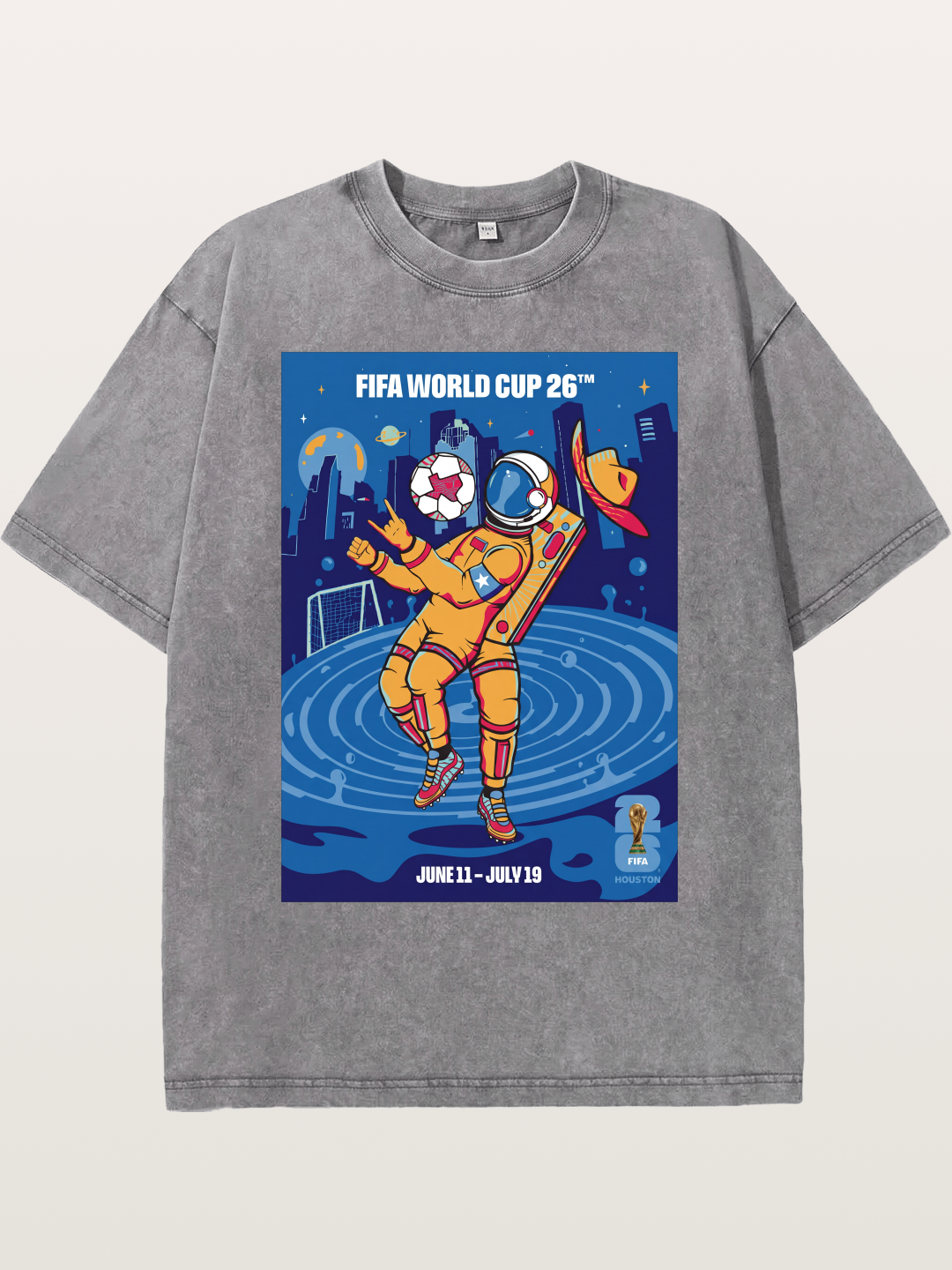 WC 2026 Astronaut Soccer Player Washed T-shirt