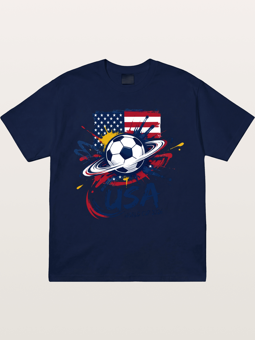 American Flag Splatter Soccer 2026 Gildan T-shirt