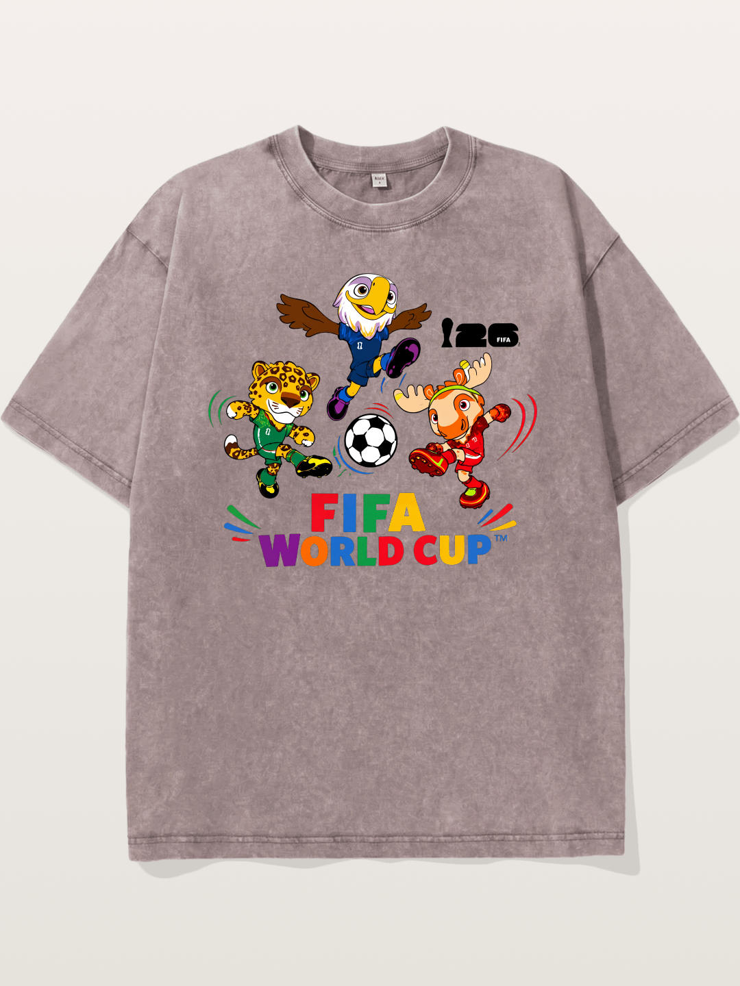 FIFA World Cup Mascots Print Washed T-shirt