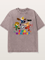 FIFA World Cup Mascots Print Washed T-shirt