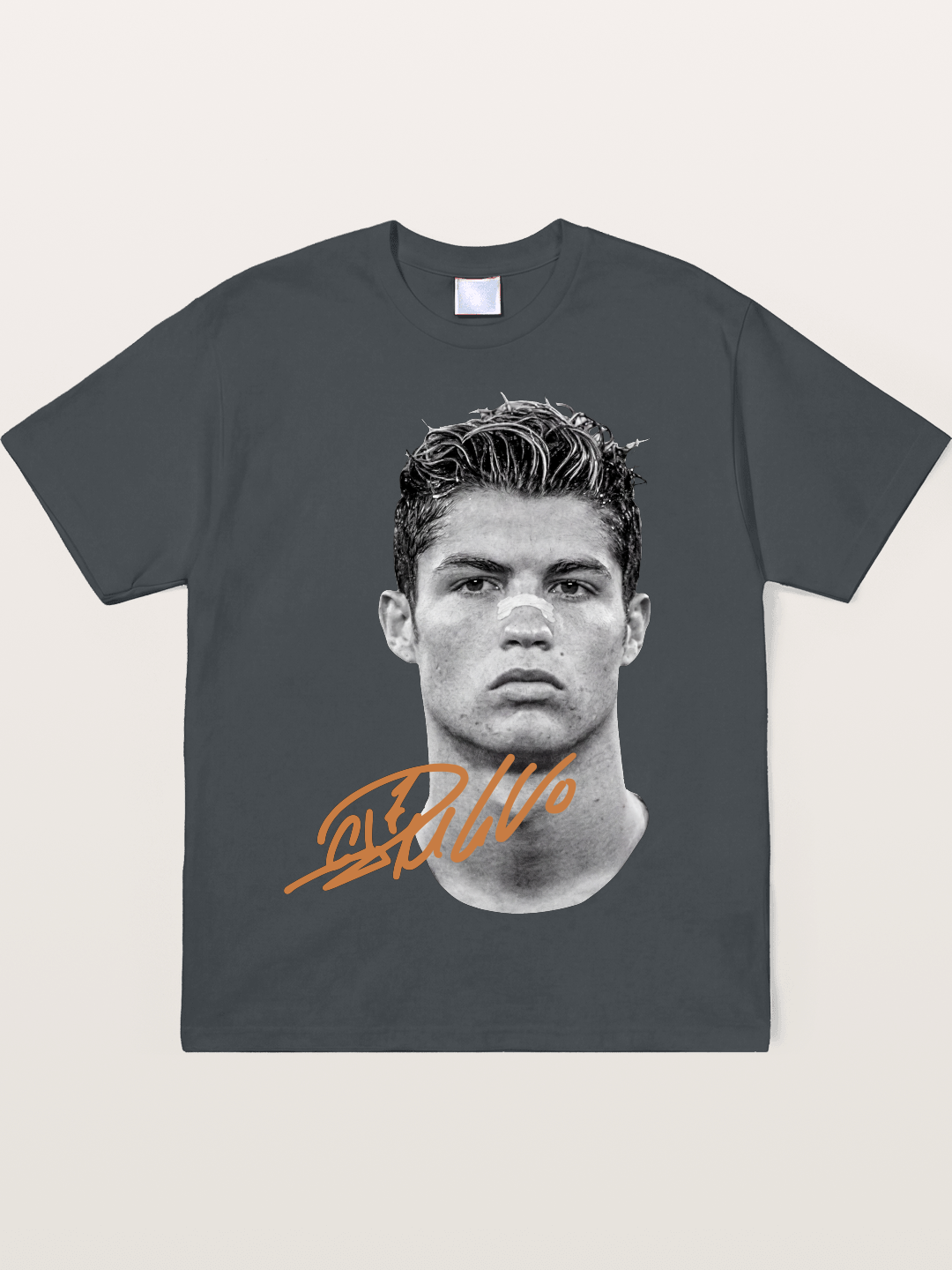 Cristiano Ronaldo Black White Portrait Soft-Stay T-shirt