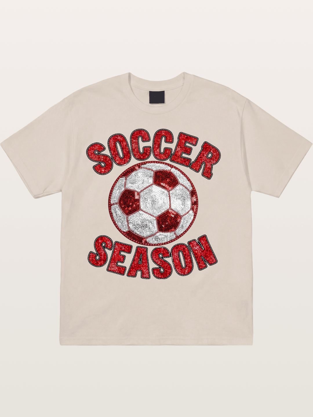 Glitter Soccer Season Badge Cotton T-shirt