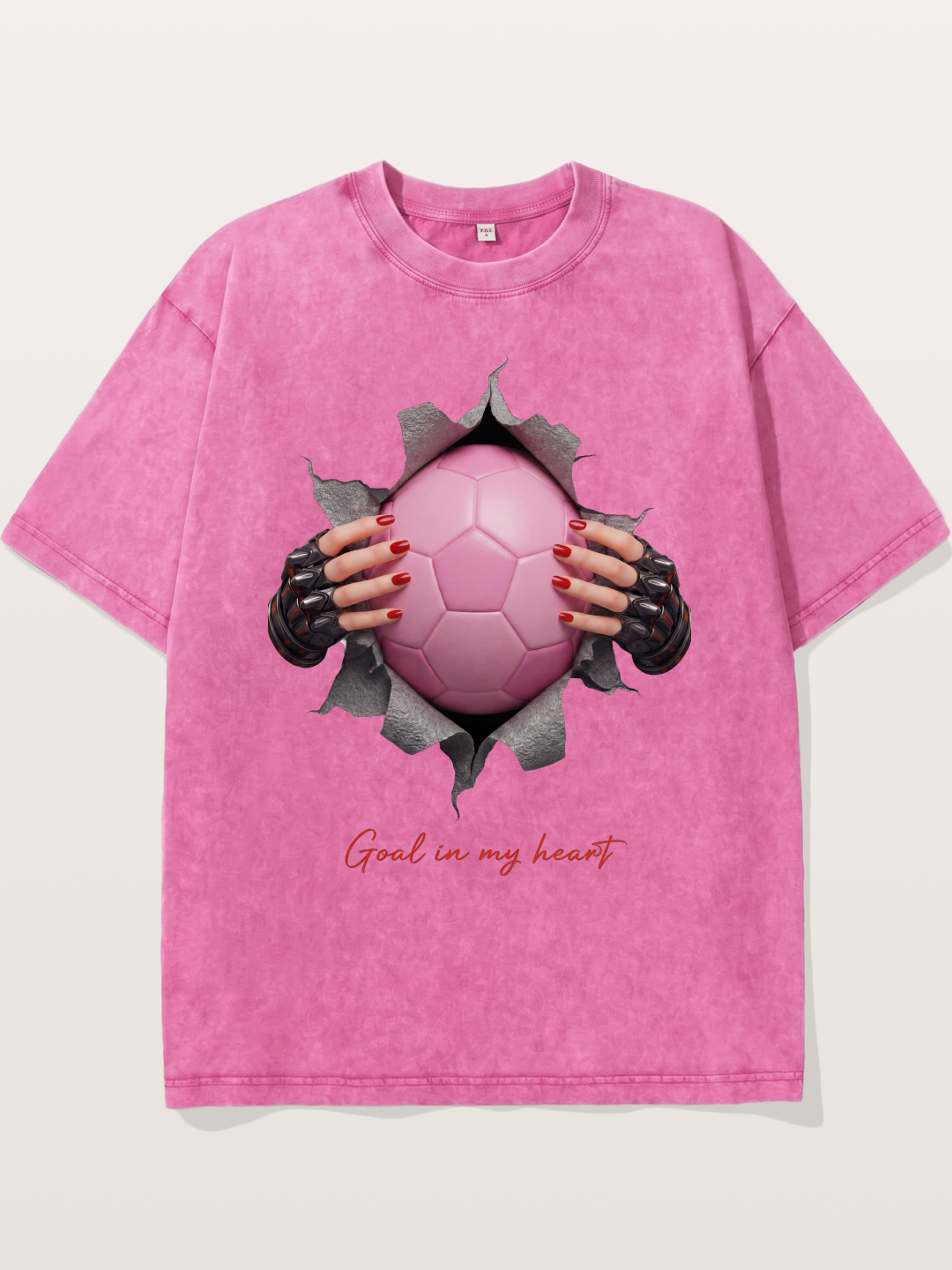 Pink Soccer Goal In My Heart Washed T-shirt