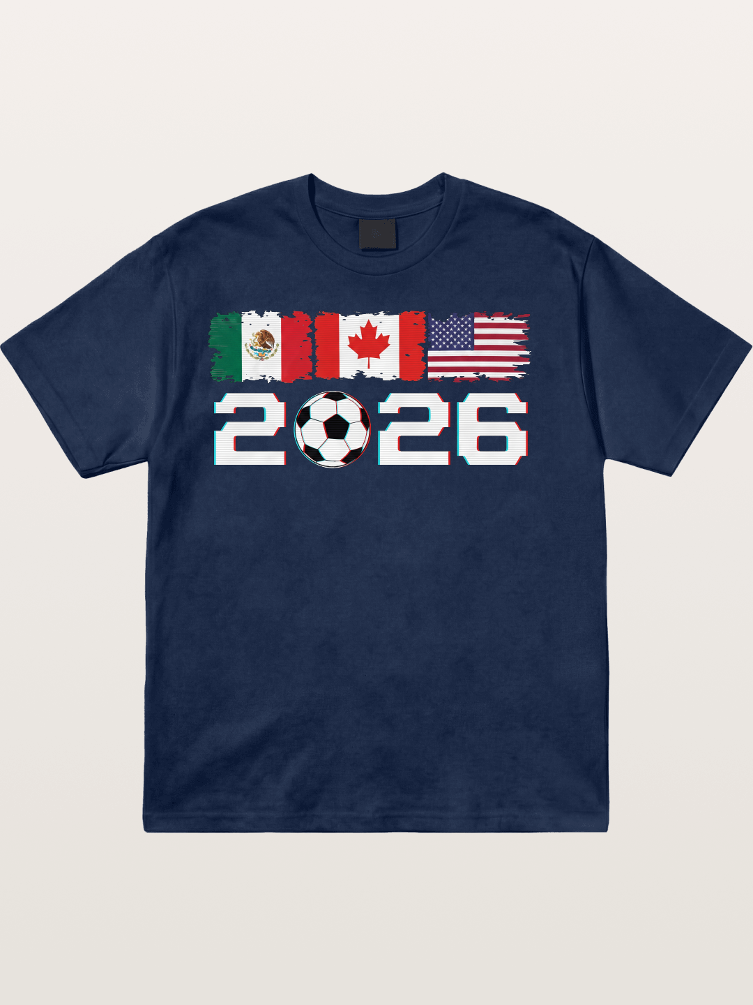 2026 WC USA Mexico Canada Flags Cotton T-shirt