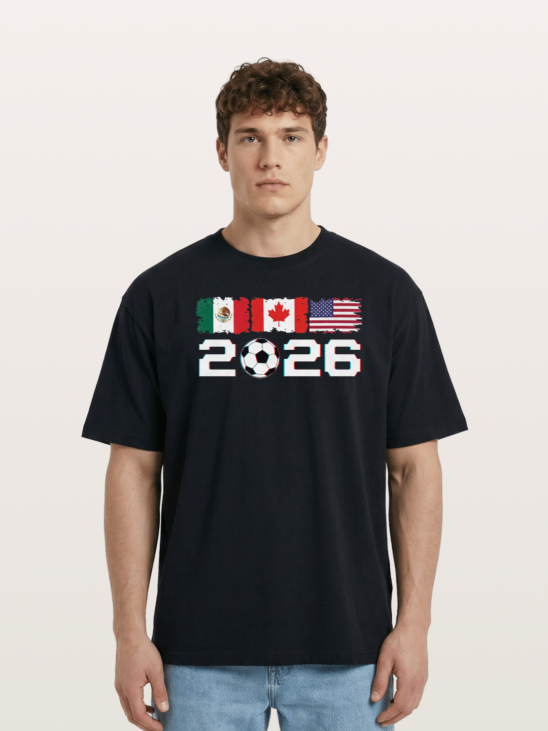 2026 WC USA Mexico Canada Flags Cotton T-shirt