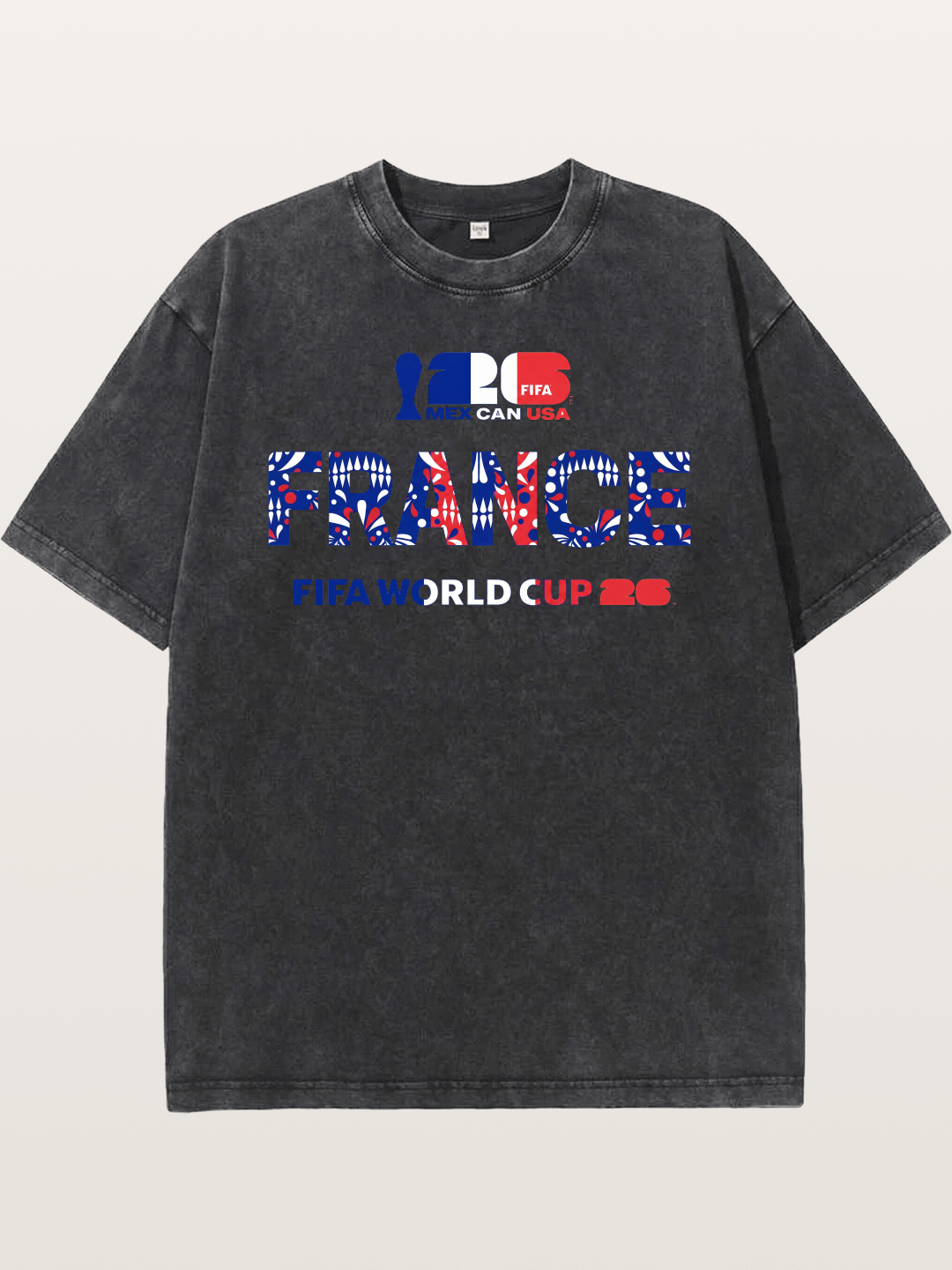 2026 World Cup France Pattern Graphic Washed T-shirt