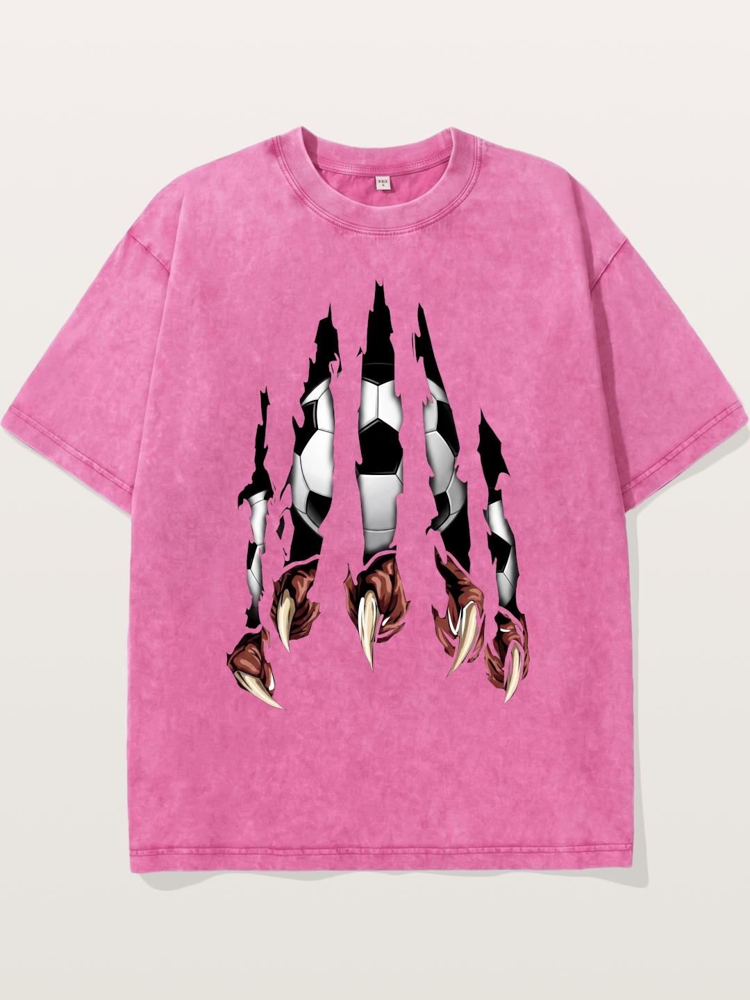 Claw Tear Soccer Reveal Print Washed T-shirt