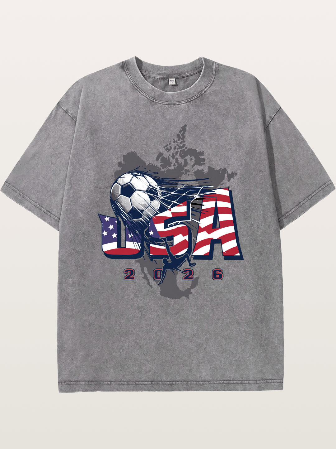 American Flag Soccer Map 2026 Washed T-shirt