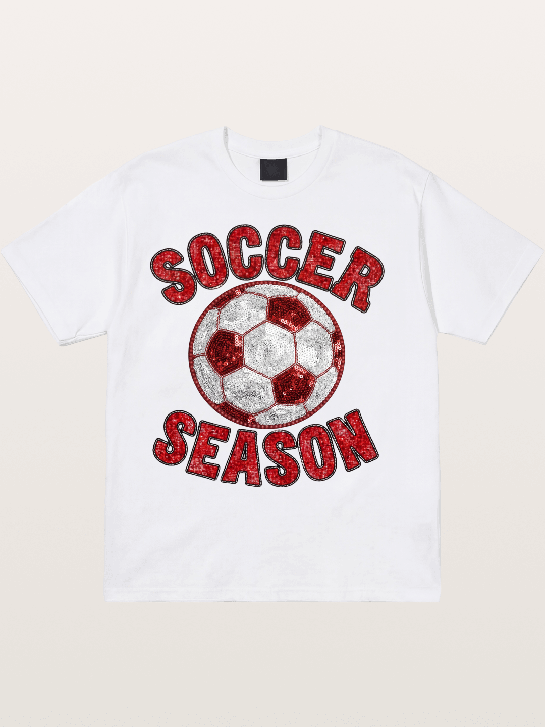 Glitter Soccer Season Badge Cotton T-shirt