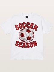 Glitter Soccer Season Badge Cotton T-shirt