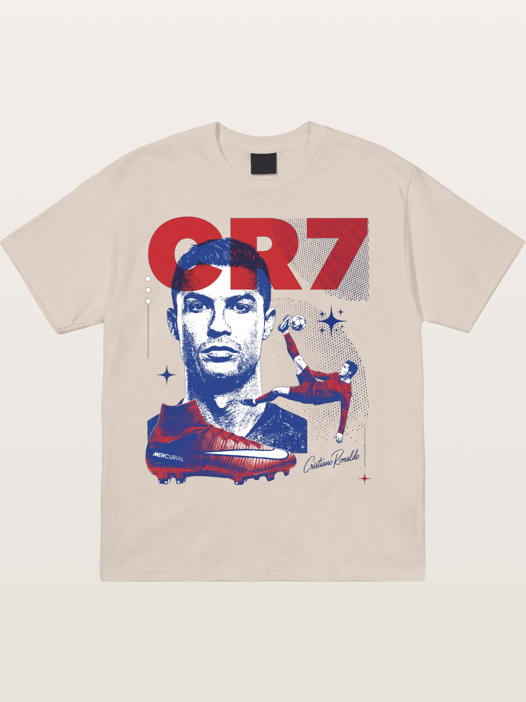 CR7 Retro Halftone Print Cotton T-shirt