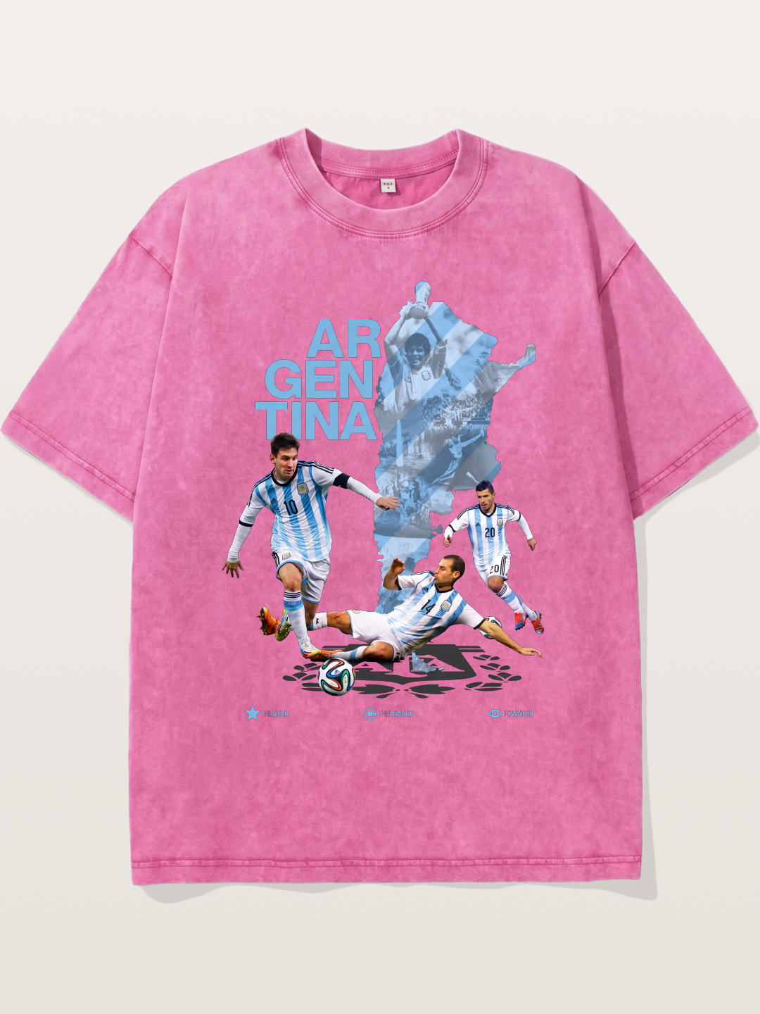 Argentina Soccer Legends Map Layout Washed T-shirt