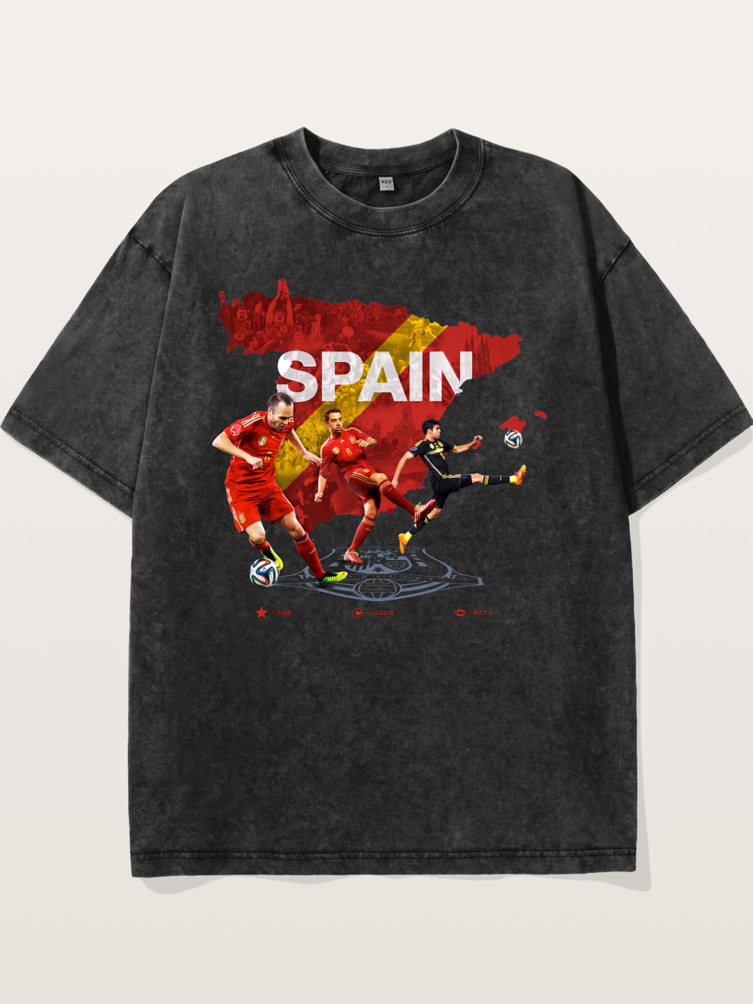 Spain National Team Players Collage Washed T-shirt