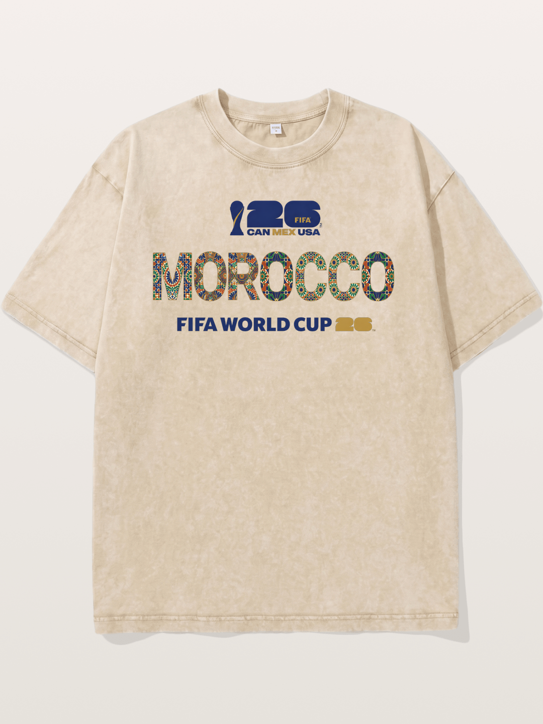 Morocco 2026 Mosaic Typography Washed T-shirt