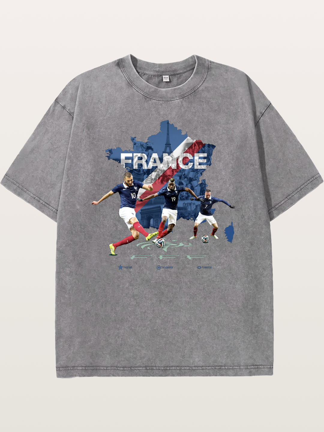 France Football Stars With Map Washed T-shirt