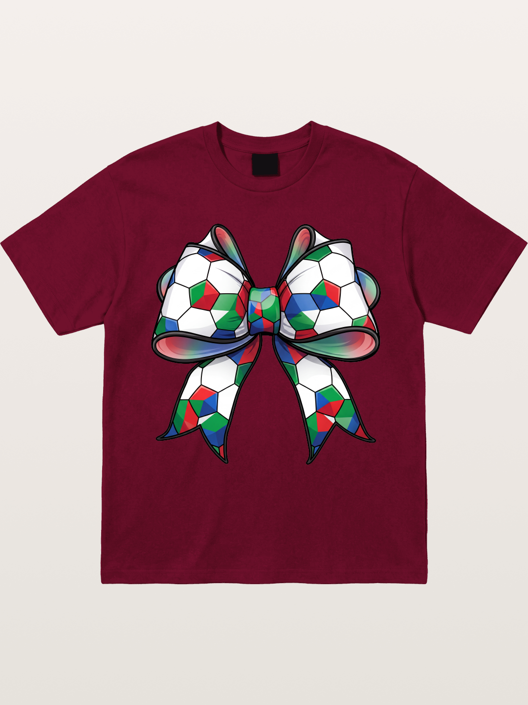 Multicolor Soccer Ball Bow Tie Gildan T-shirt