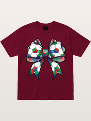 Multicolor Soccer Ball Bow Tie Gildan T-shirt