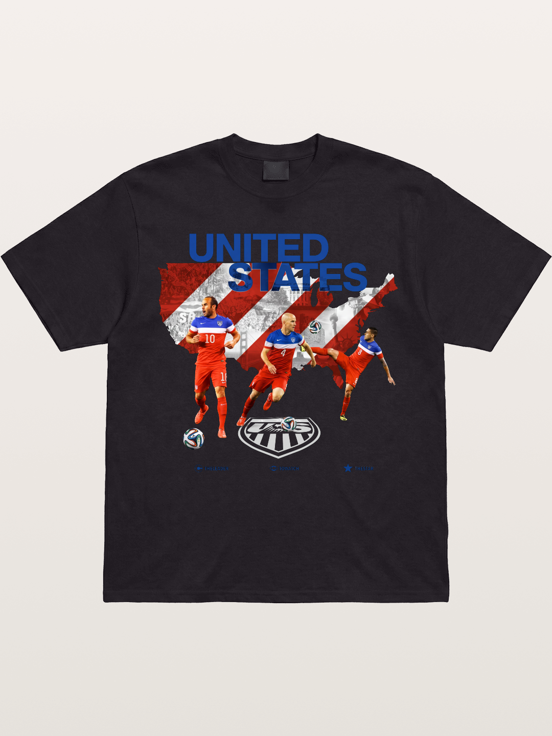 USA Soccer Stars On Map Outline Gildan T-shirt